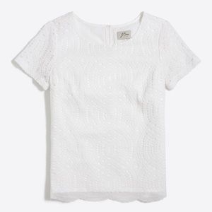 J. Crew White Short Sleeve Blouse Crew Neck